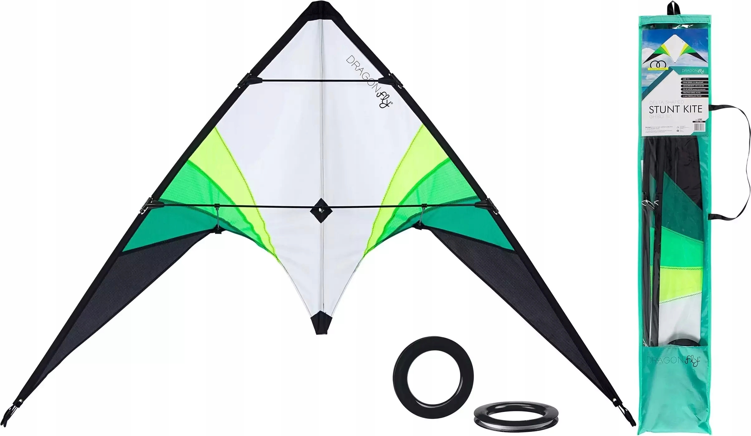 Dvojšnúrový akrobatický športový šarkan pre deti DRAGON FLY 140x60cm